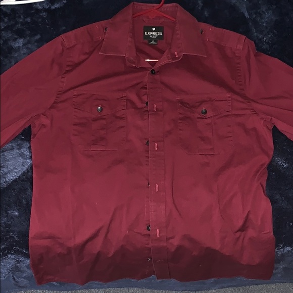 Red Dressy Men’s Button Down Long Sleeve - Picture 2 of 3